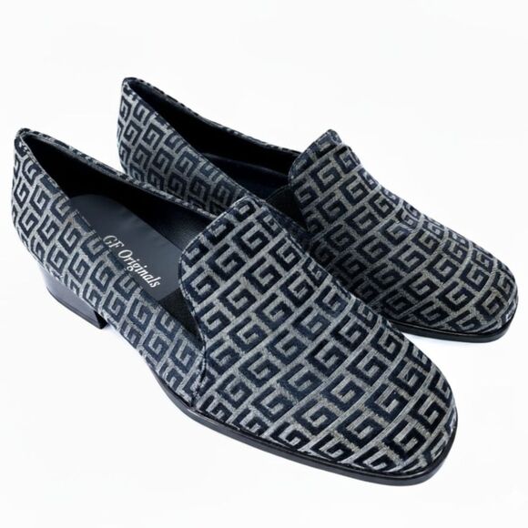 VTG 80s 90s GF Originals Jacquard Monogram Slip-On Italian Dress Shoes Sz 10 - Picture 3 of 8